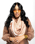 AR SIGNATURE SILK SCARF MOCHA WITH CREAM MONOGRAM