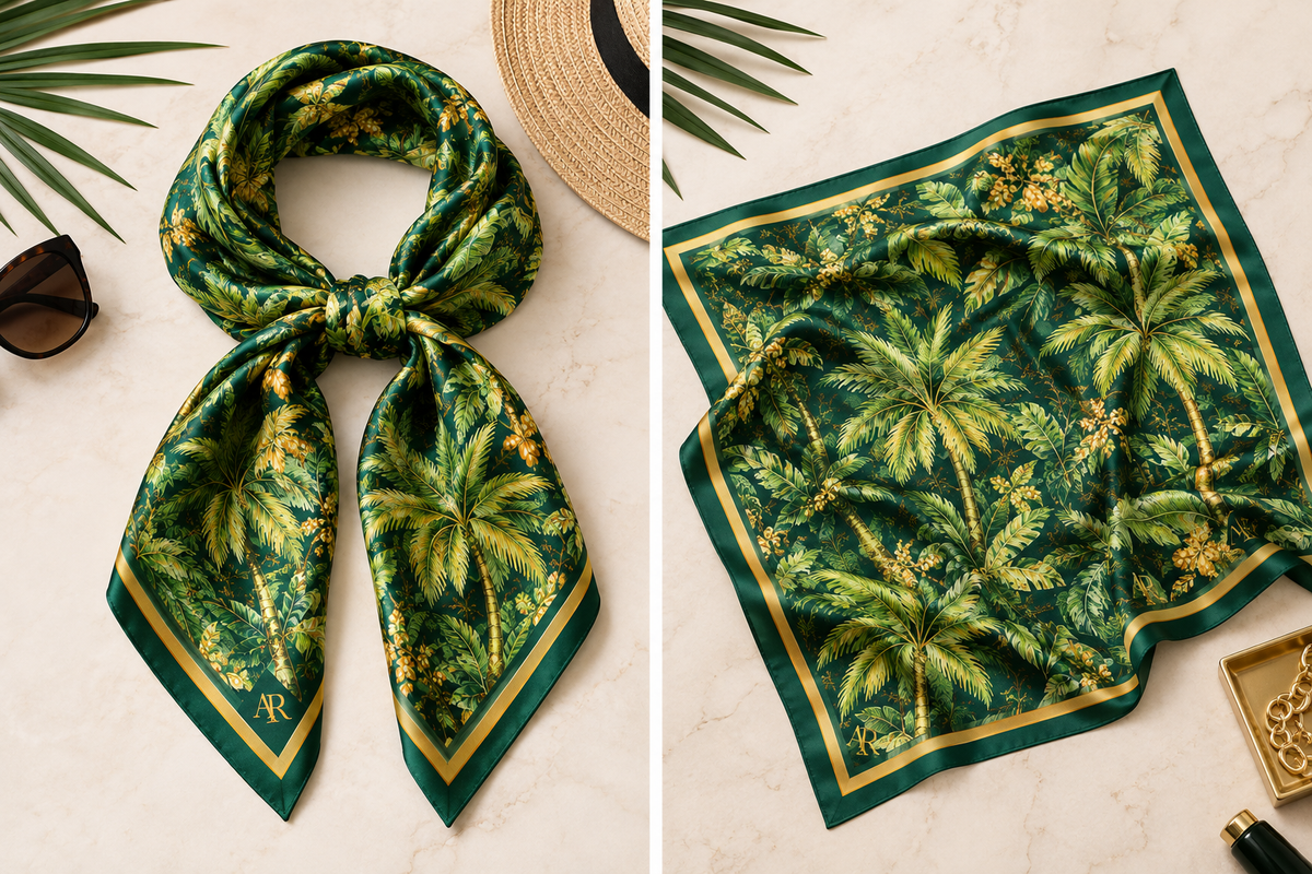 Palm Tree Island Silk Scarf