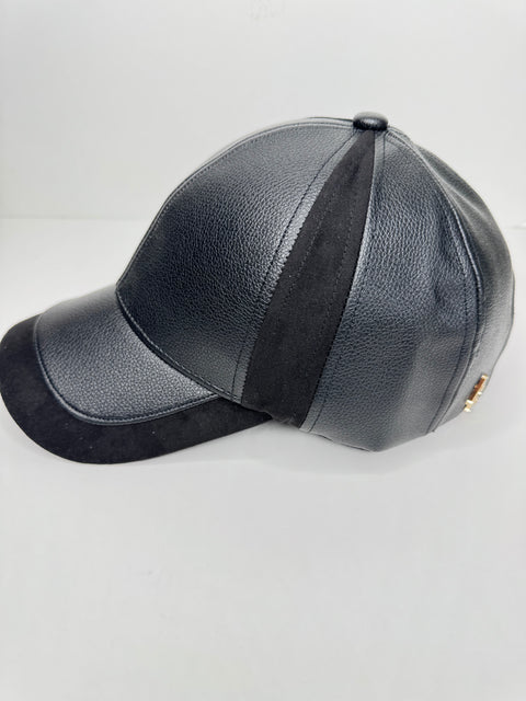 AR Suede/Leather Black Baseball Cap