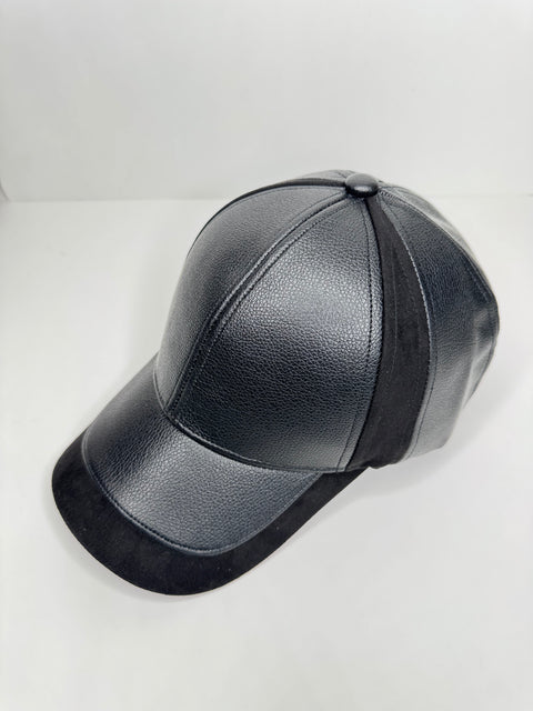 AR Suede/Leather Black Baseball Cap