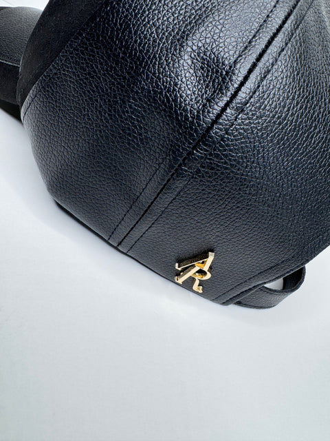 AR Suede/Leather Black Baseball Cap