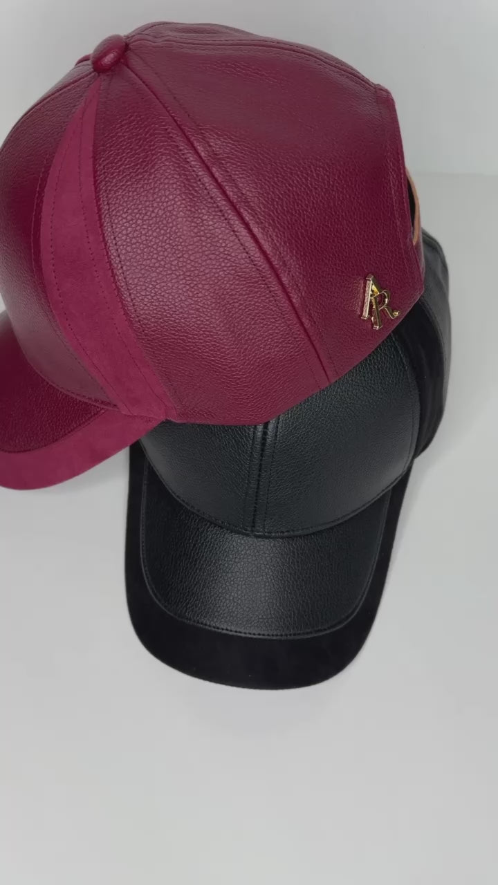 AR Suede/Leather Burgundy Baseball Cap